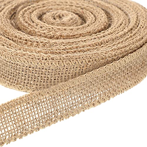 20 Yard 1 Inches Burlap Ribbon Wide Jute Ribbon Natural Burlap Fabric Roll Wired Edge for Wreaths