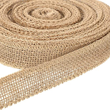 20 Yard 1 Inches Burlap Ribbon Wide Jute Ribbon Natural Burlap Fabric Roll Wired Edge for Wreaths