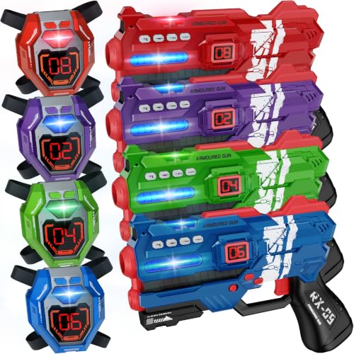 Laser Tag Guns Set of 4 Laser Tag Guns with Digital LED Score Display Vests (4 Count)