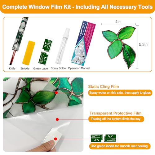 Window Privacy Film with Installation Tools Home Decorative Colored Glass Window Stickers Reusable electrostatic Rainbow Stickers