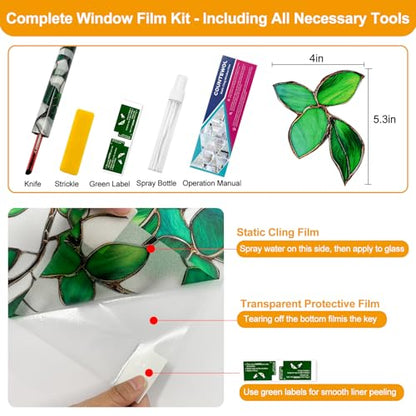Window Privacy Film with Installation Tools Home Decorative Colored Glass Window Stickers Reusable electrostatic Rainbow Stickers