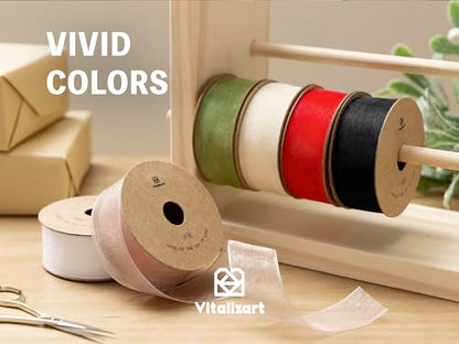 Black Organza Ribbon 1" x 30 Yd Sheer Ribbon for Gift Wrapping (3 Count)