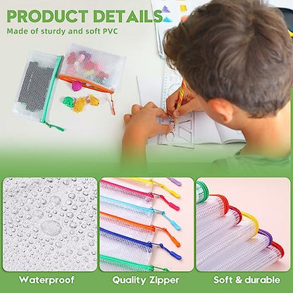 24pcs Mesh Zipper Pouch File Bags Puzzle Storage Bags