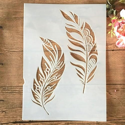 A4 Reusable Two Feathers Stencil for Painting
