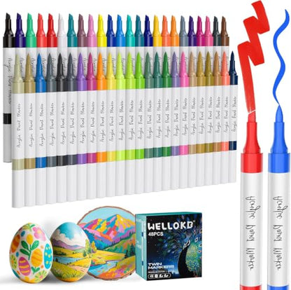 48 Colors Dual Tip Chisel & Brush Acrylic Paint Markers