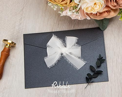 White Chiffon Ribbon 1 Inch x 20 Yard Handmade Fringe Chiffon Silk Ribbon White Ribbon for Gifts Wrapping (60 Foot)
