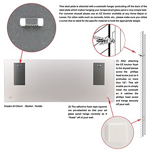 Frameless Free Floating Tempered Glass Panel Graphic Wall Art Ready to Hang
