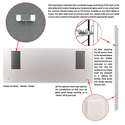 Frameless Free Floating Tempered Glass Panel Graphic Wall Art Ready to Hang