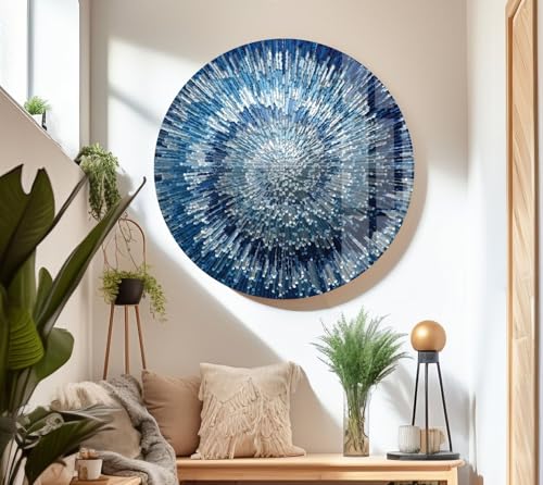 12Wx10H'' Abstract Blue Textured Glass Wall ArtTempered Glass Printing Wall Decor Large Wall Art Wall Hangings