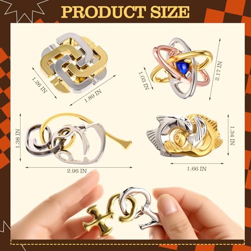 24 Pcs Metal Brain Teaser Puzzles for Adults IQ Logic (24 Count)