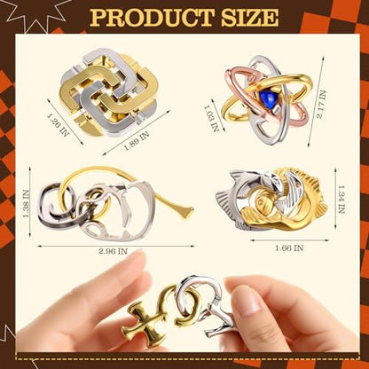 24 Pcs Metal Brain Teaser Puzzles for Adults IQ Logic (24 Count)