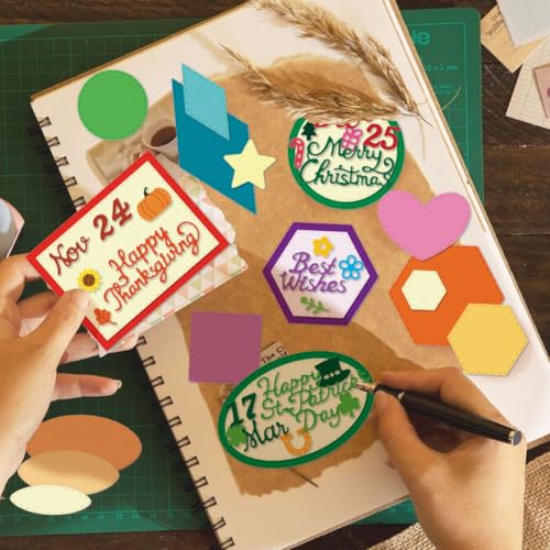 9PCS Metal Cutting Dies Different Shapes Dies Cuts for Scrapbooking Heart Dies for Card Making Rhombus Star Triangle Embossing Template for Handmade DIY Paper Cards Album Decoration (9 Count)