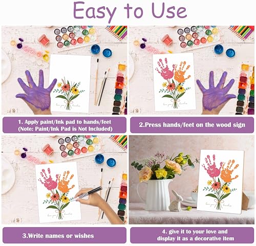 Mother's Day Christian Flower Handprint Art Wooden Making Sign