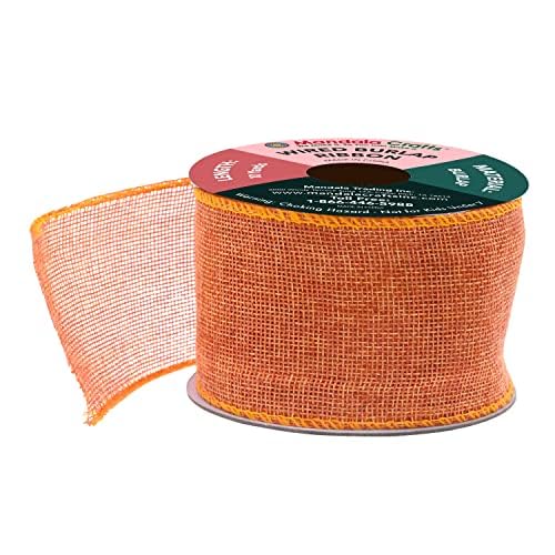 2 1 2 in Wide Orange Wired Burlap Ribbon for Crafts (30 Foot)