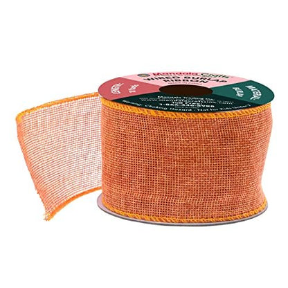 2 1 2 in Wide Orange Wired Burlap Ribbon for Crafts (30 Foot)