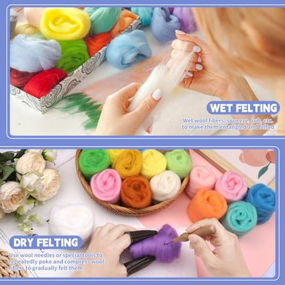 50 Colors Needle Felting Wool