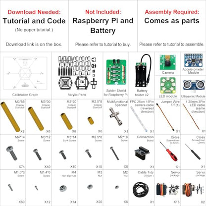 Big Hexapod Robot Kit for Raspberry Pi 5 4 B 3 B+ Zero 2 W
