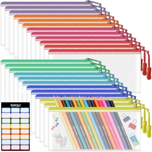 24pcs Mesh Zipper Pouch Bags 9.3 x 4.7 Inches