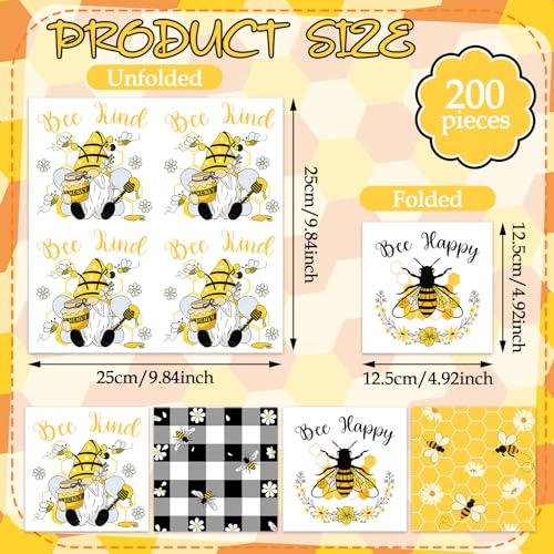200 Pieces Summer Bee Cocktail Napkins 2