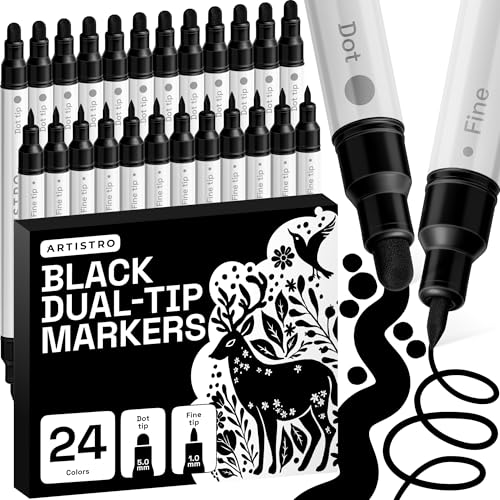 Black Dual Tip Acrylic Paint Marker Pens (24 Count)