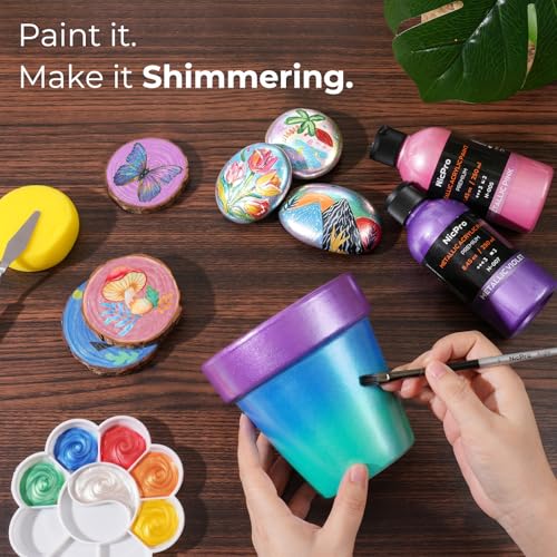 20 Colors Metallic Acrylic Paint Set (48 Fl Oz)
