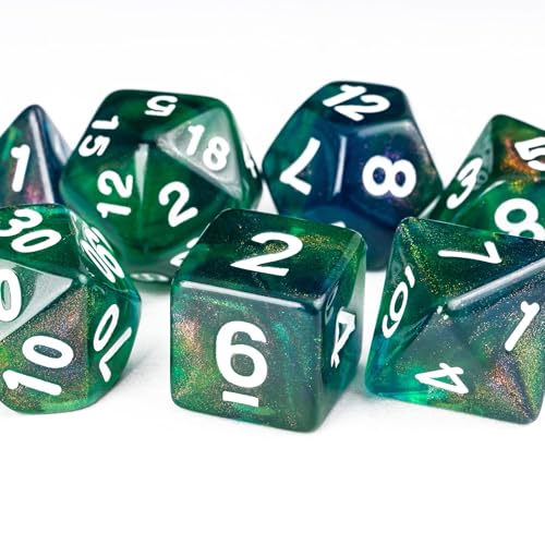7 Die DND Dice Set Polyhedral Dice Set with a Leather Dice Bag (7 Count)