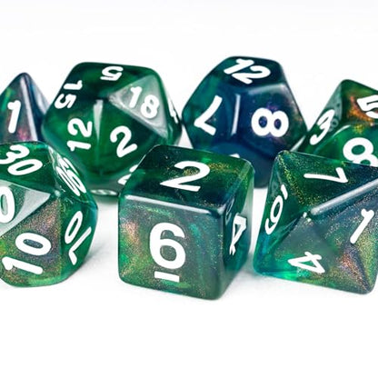 7 Die DND Dice Set Polyhedral Dice Set with a Leather Dice Bag (7 Count)