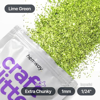 Craft Glitter Lime Green 100g Extra Chunky Glitter (3.5 Ounce)