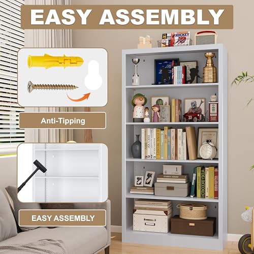 5 Shelf Metal Bookcase