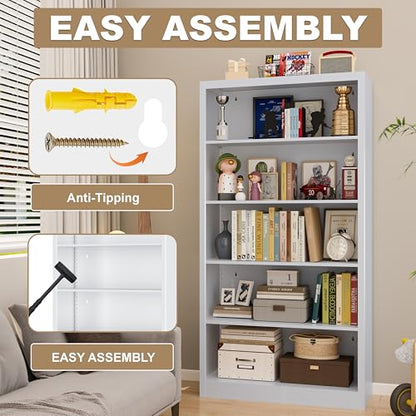 5 Shelf Metal Bookcase