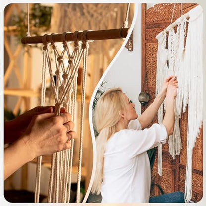 227pcs Macrame Kits 3mm 115yards Wall Hanging Natural Cotton Macrame Cord with Wooden Beads & Rings Wooden Sticks