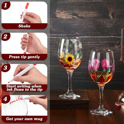 6 Sets Paint Your Own Acrylic Wine Glass Crafts DIY Painting Kit