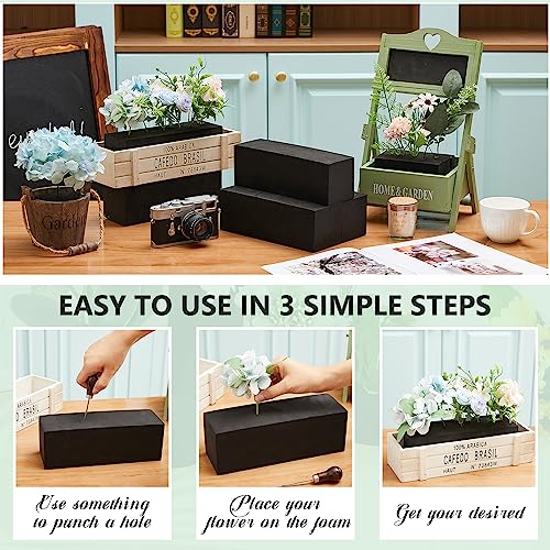 64 Pcs Black Reusable Floral Foam Blocks Water Weather Resistant Dry Floral Foam for Artificial Flower Arrangements Outdoor Hanging Florist Plant Bases for DIY Wedding