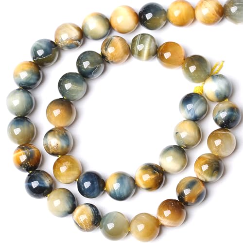 12MM Dream Blue Tiger Eye Stone Beads Natural Gemstone Round Loose Beads for Jewelry Making Bracelet Necklace 32pcs 15"