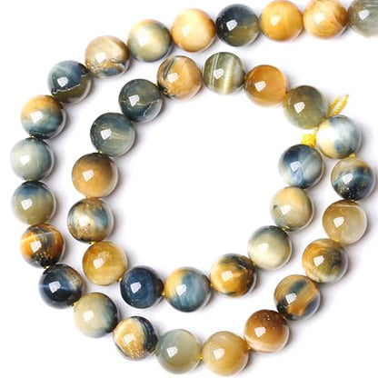 12MM Dream Blue Tiger Eye Stone Beads Natural Gemstone Round Loose Beads for Jewelry Making Bracelet Necklace 32pcs 15"
