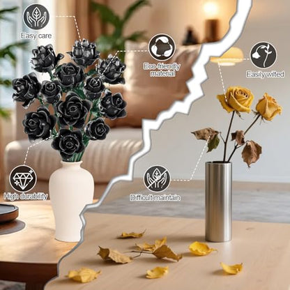 Black Roses Flower Building Set