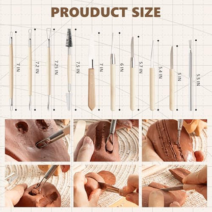 22PCS Wooden Pottery Sculpting Tools