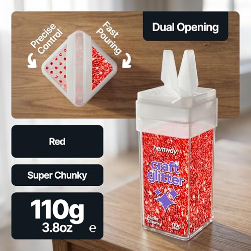 Craft Glitter Shaker Red 110g Super Chunky (3.9 Ounce)