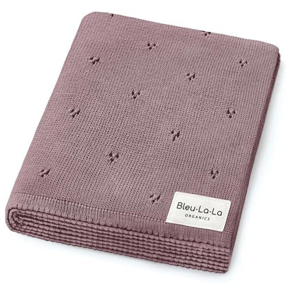 100% Luxury Organic Cotton Pointelle Knit Baby Quilt Blanket