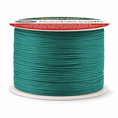 1mm Peacock Green Waxed Cord (327 Foot)