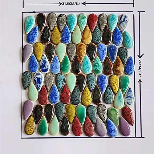 500g 1.1lb Random Color Irregular Ceramics Mosaic Tiles (79 Count)