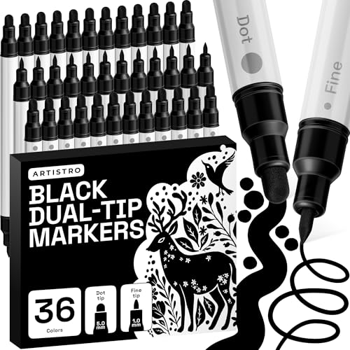 Black Dual Tip Acrylic Paint Marker Pens (36 Count)
