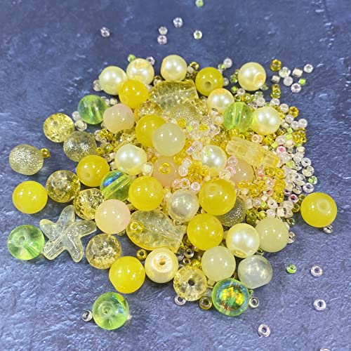 Assorted Glass Resin Beads Multi Size Colors Smooth Cracked Gravel Millet Spacer Beads for Bracelets Necklace Earring DIY Jewelry Making Craft