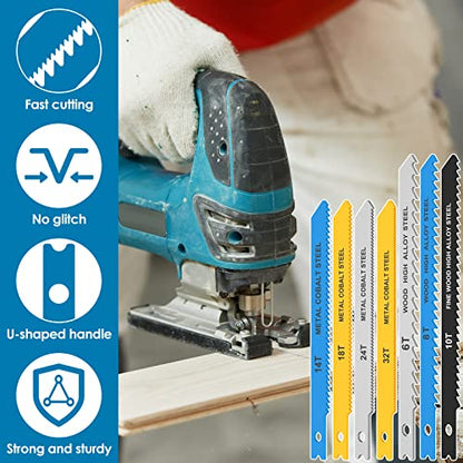 54Pcs Jig Saw Blade Set High Carbon Steel Assorted Saw Blades with U