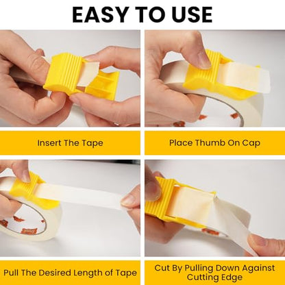 Masking Tape with Dispenser 0.7" x 60Yards Beige White (6 Count)