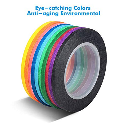 10 Rolls 1 8” Whiteboard Pinstripe Tape Dry Erase Board Tape Line Thin Striping Graphic Chart Art Tape Grid Lining Tape for White Board (426 Foot)