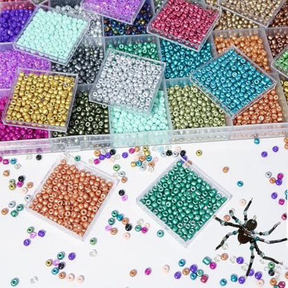 11200pcs Glass Seed Beads for DIY Crafting Bracelet Necklace Embroidery Jewelry Making Supplies (11200 Count)