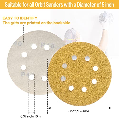 100PCS 5 Inch Sanding Discs 240 Grit Random Orbit Sander Sandpaper (100 Count)