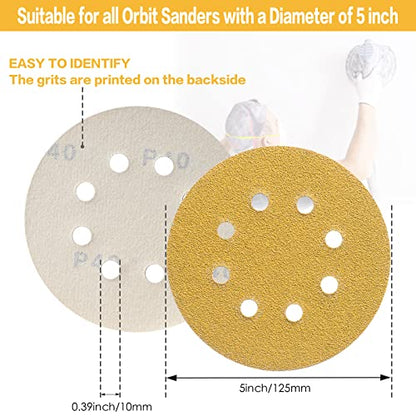 100PCS 5 Inch Sanding Discs 240 Grit Random Orbit Sander Sandpaper (100 Count)
