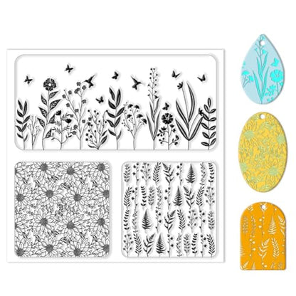 Polymer Clay Texture Sheet Leaves and Flowers Clay Texture Mat Floral Polymer Mats Earrings Tools for Jewelry Making DIY Crafts